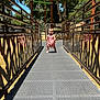 Nyleia is registered to the contest to win money with this photo: toddler, child, playground, ramp, metal_railings, sunny, outdoor, trees, blue_sky, sand, shadows, dress, footwear, walking, daylight, person, park, nature, confidence, summer