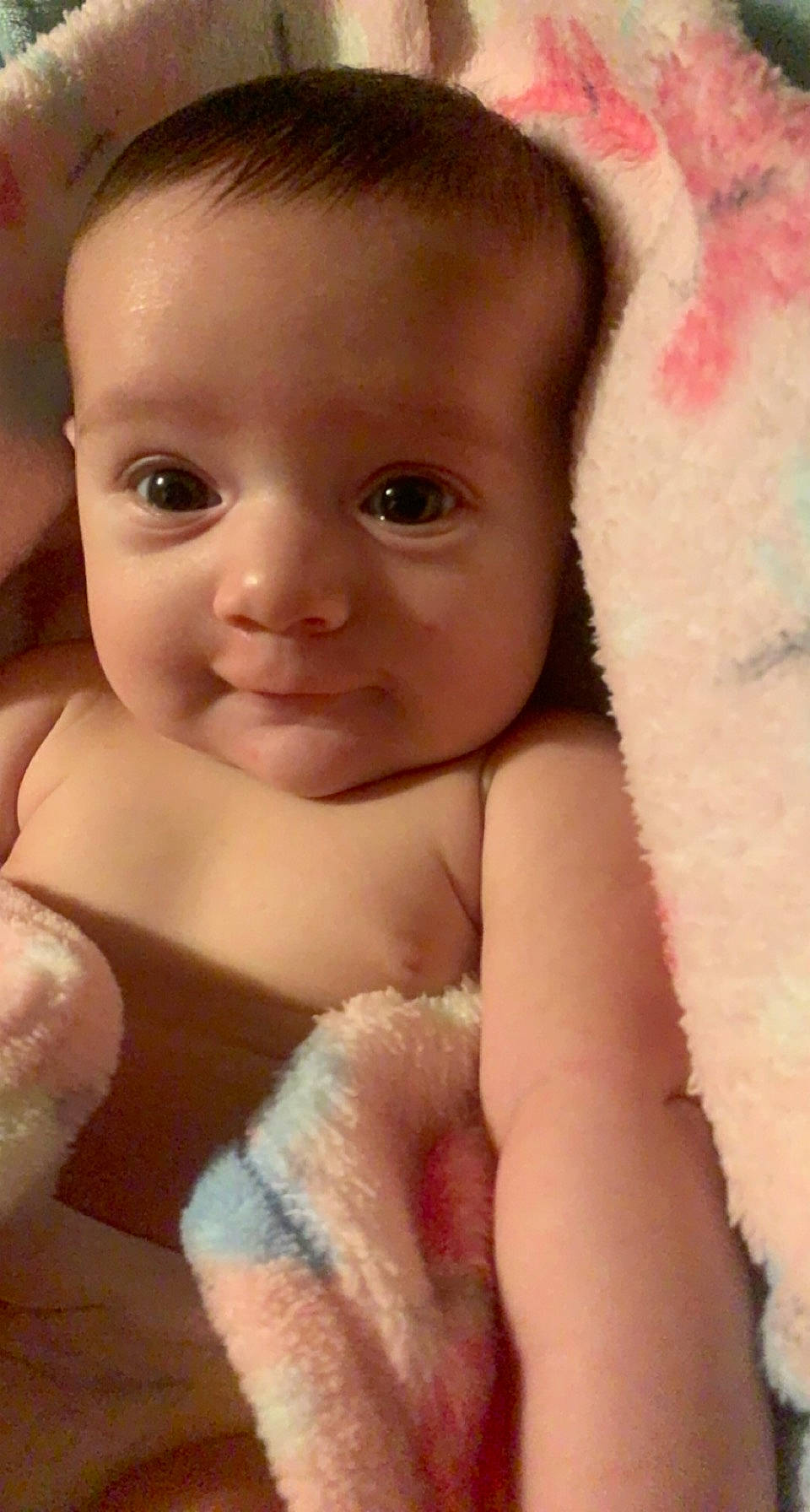 Savannah is registered to the contest to win money with this photo: baby, cheek, chest, eyebrow, eyelash, finger, flash_photography, gesture, happy, iris, lip, mouth, muscle, nose, person, pink, skin, smile, thumb, toddler