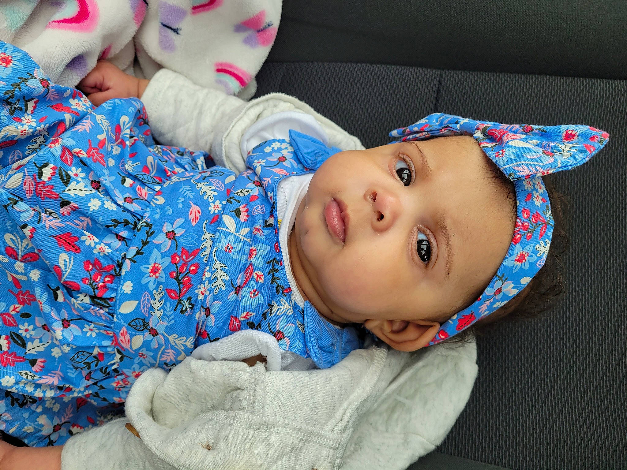 Aria joined the competition — help win amazing prizes! baby, baby_toddler_clothing, blue, cheek, child, comfort, electric_blue, eye, face, fun, happy, head, headwear, lip, nose, pattern, person, skin, sleeve, smile