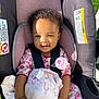 Harmony joined the competition — help win amazing prizes! baby, child, car_seat, smiling, floral_outfit, blanket, sunlight, outdoor, safety_harness, infant, cute, happy, person, portrait, seat, clothing, accessory, skin, face, young_child