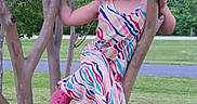 Elizabeth joined the competition — help win amazing prizes! branches, casual_clothing, child, curly_hair, daylight, dress, grass, greenery, happy, leisure, nature, outdoor, park, person, pink_shoes, playful, smiling, summer, tree, young
