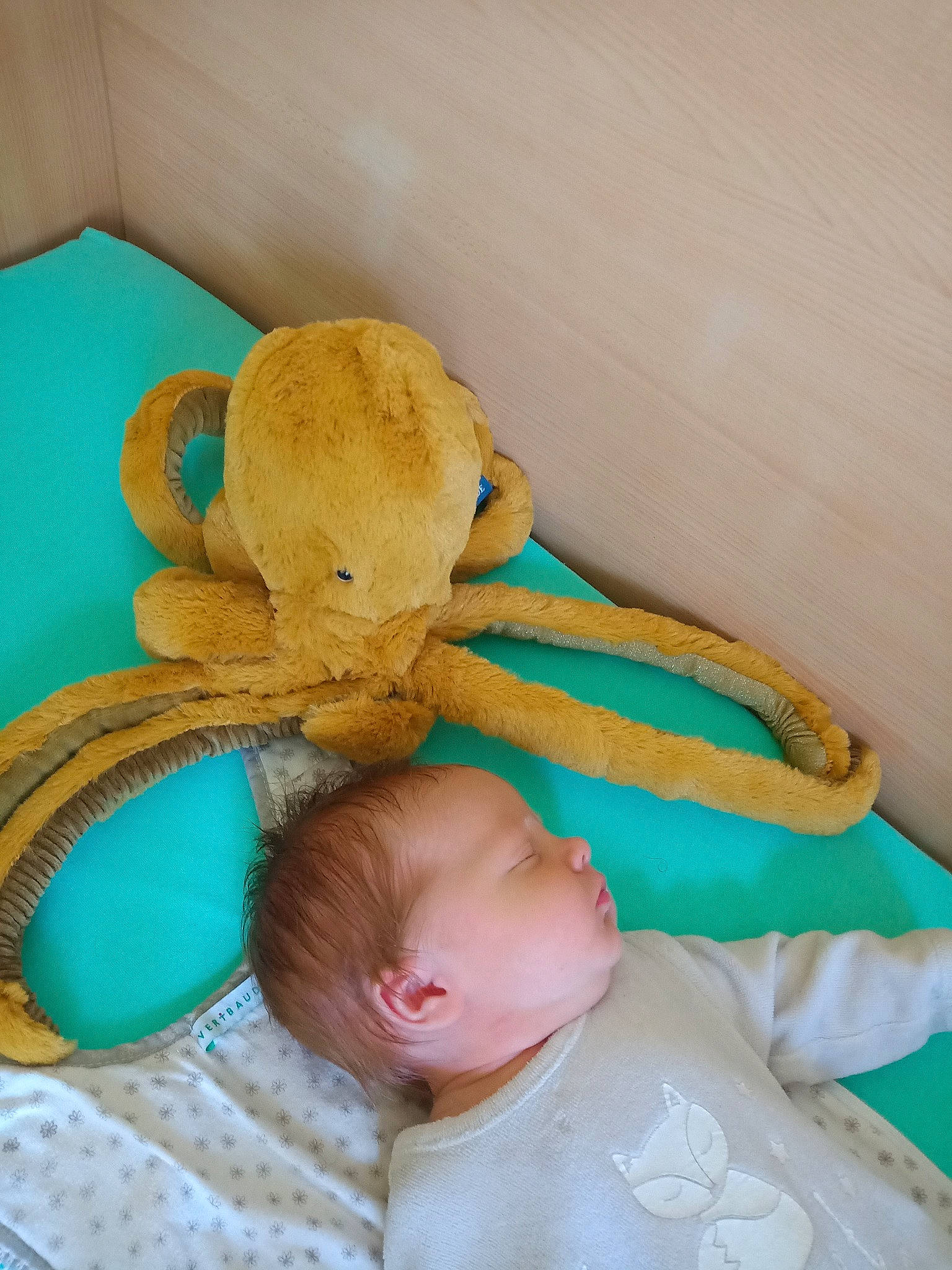 Mathis participe au concours pour gagner de l'argent avec cette photo : baby, baby_toddler_clothing, bedtime, chair, child, comfort, costume_hat, couch, fashion_accessory, hat, head, linens, nap, pattern, person, room, sitting, stuffed_toy, sun_hat, toddler