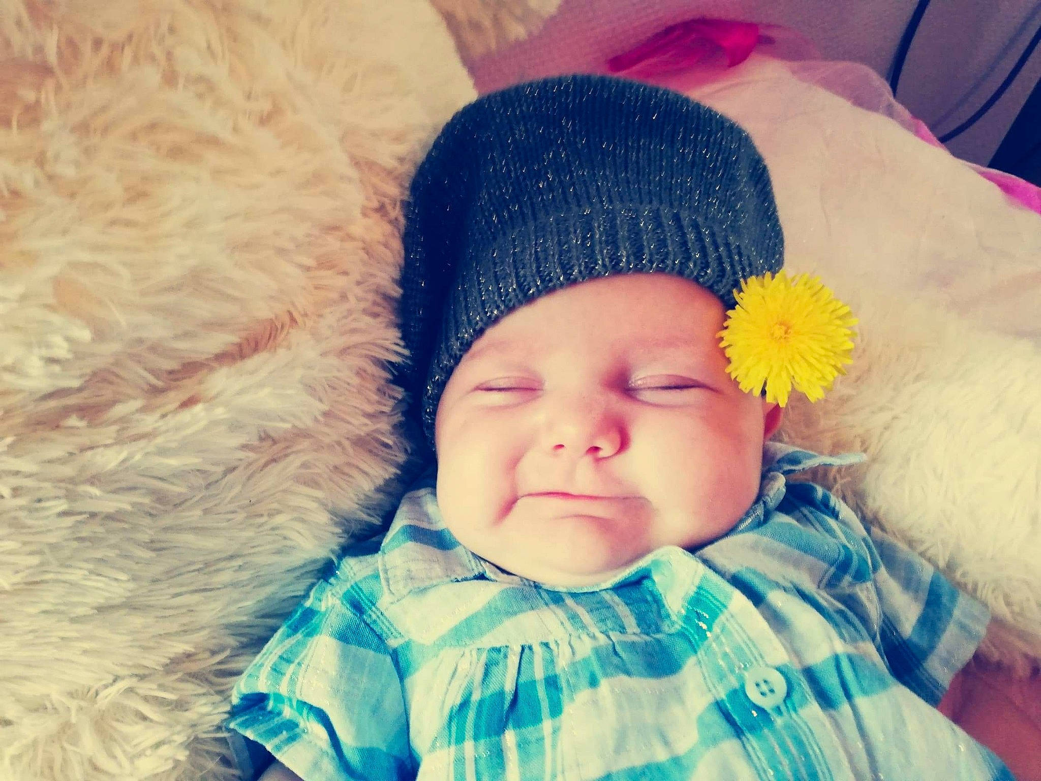 Noëllye participe au concours pour gagner de l'argent avec cette photo : baby, beanie, bonnet, cheek, child, cool, crochet, eye, face, happy, hat, head, headgear, headwear, knit_cap, knitting, lip, nose, person, skin