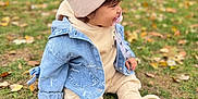 Aalayah joined the competition — help win amazing prizes! toddler, child, outdoor, autumn, grass, fallen_leaves, beanie, denim_jacket, pacifier, cozy_clothing, park, curious_expression, fall_foliage, casual_wear, sitting, cute, warm_clothes, nature, young_child, daytime
