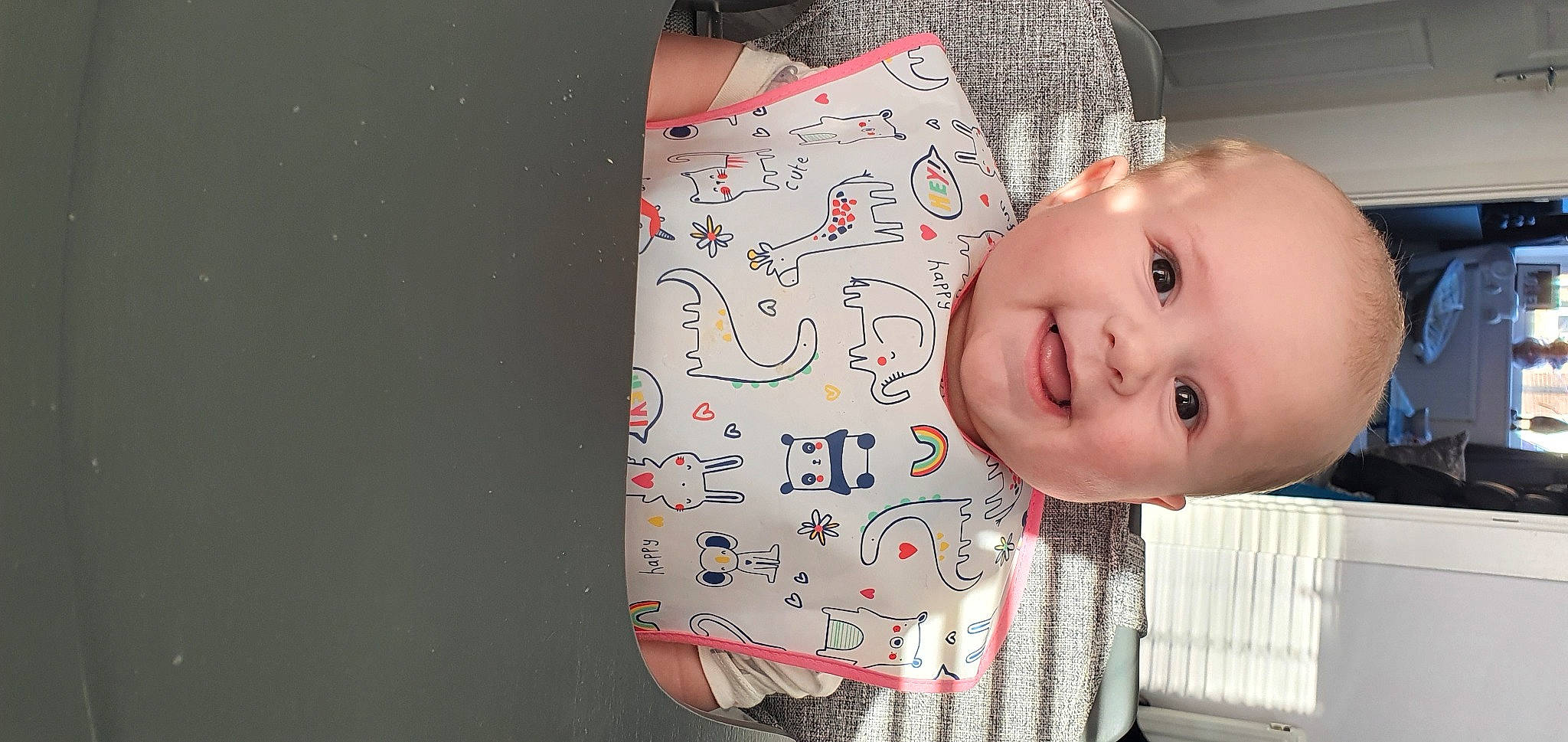 Jorgie is registered to the contest to win money with this photo: arm, baby, baby_laughing, baby_products, baby_toddler_clothing, cheek, child, chin, face, happy, head, human_body, joy, lip, nose, pattern, person, skin, sleeve, smile
