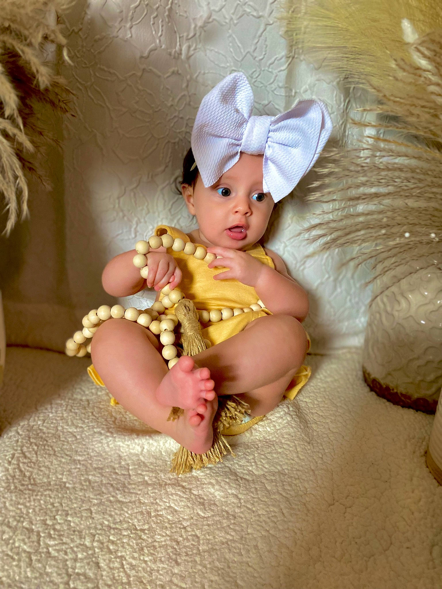 Oaklynn joined the competition — help win amazing prizes! baby, baby_products, baby_toddler_clothing, child, comfort, costume_hat, eye, fashion_accessory, fawn, finger, fur, hair_accessory, head, headband, headgear, headpiece, headwear, jewellery, linens, person