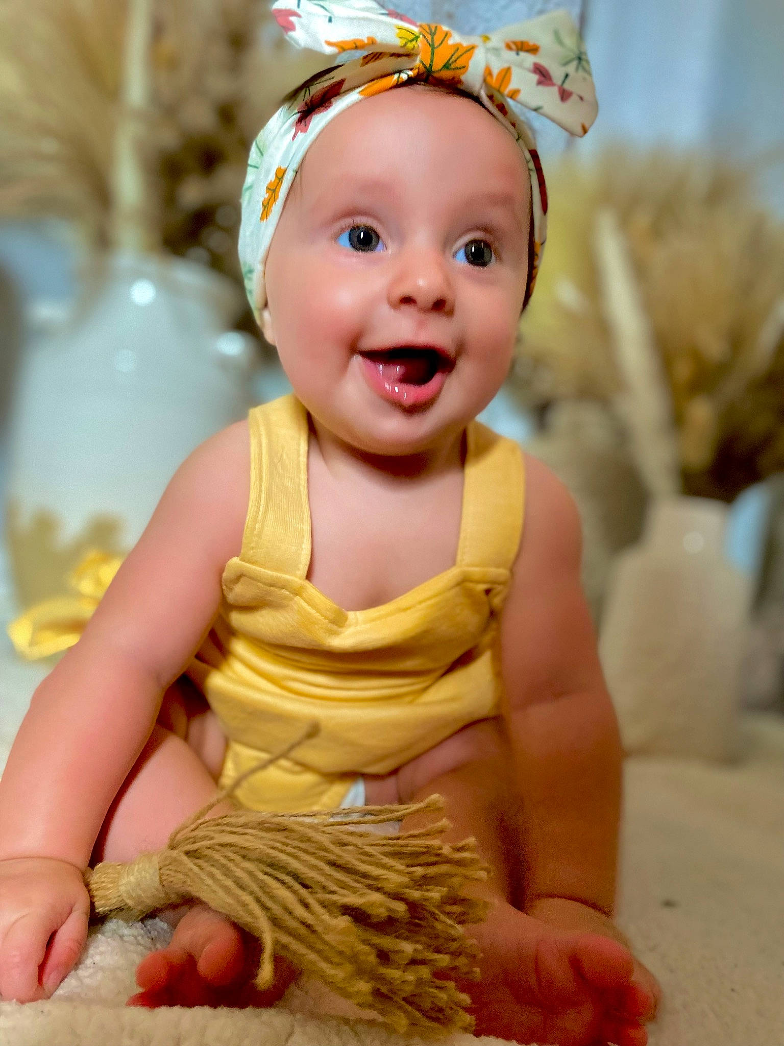 Oaklynn joined the competition — help win amazing prizes! baby, baby_toddler_clothing, beauty, child, clothing, costume_hat, fun, happy, hat, headband, headpiece, headwear, iris, jewellery, necklace, people_in_nature, person, photograph, skin, smile