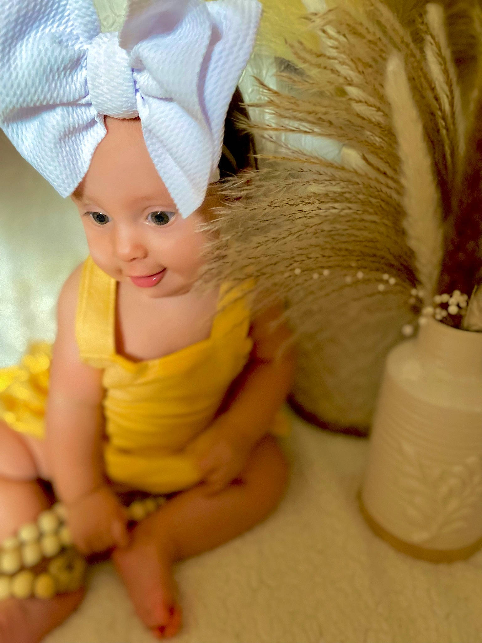 Oaklynn joined the competition — help win amazing prizes! baby, baby_toddler_clothing, cap, child, costume_hat, finger, fun, gesture, grass, hand, happy, hat, headgear, headwear, joy, person, pink, skin, smile, textile