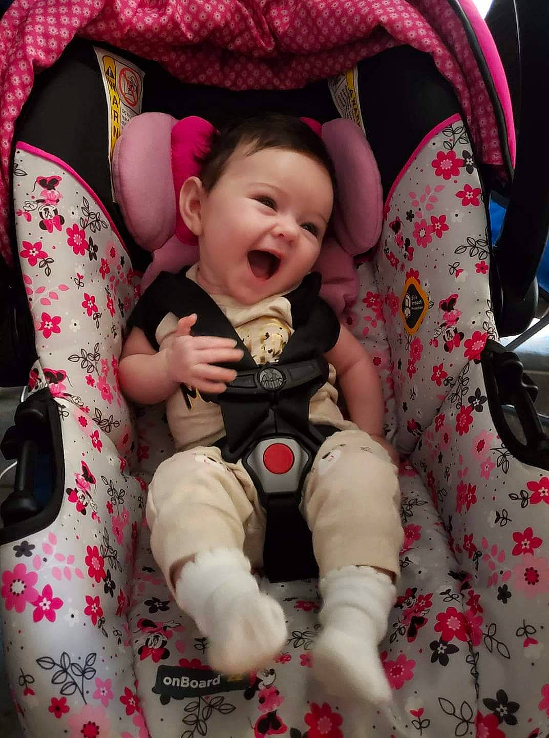 Stormy joined the competition — help win amazing prizes! baby, baby_carriage, baby_in_car_seat, baby_products, car_seat, cheek, child, fun, person, pink, product, skin, smile, toddler