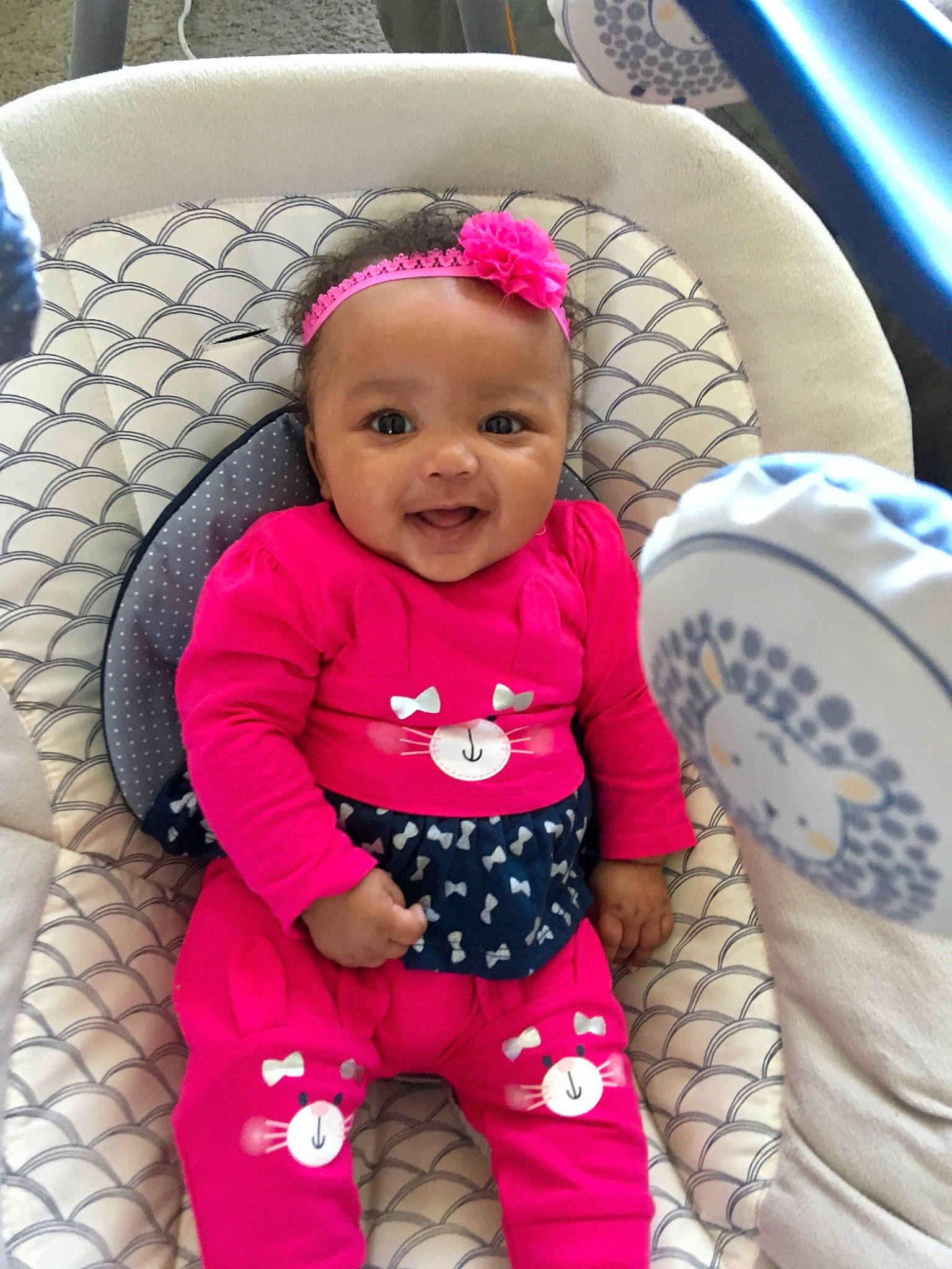 Ocean is registered to the contest to win money with this photo: baby, baby_carriage, baby_in_car_seat, baby_products, baby_toddler_clothing, car_seat, child, person, pink, product, skin, toddler