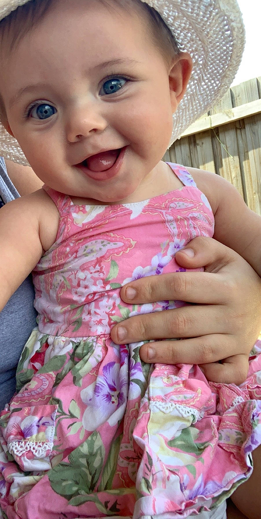 Eliza Grace joined the competition — help win amazing prizes! baby, baby_toddler_clothing, cheek, child, dress, face, facial_expression, finger, gesture, hand, happy, joy, lip, mouth, nail, nose, person, pink, play, skin