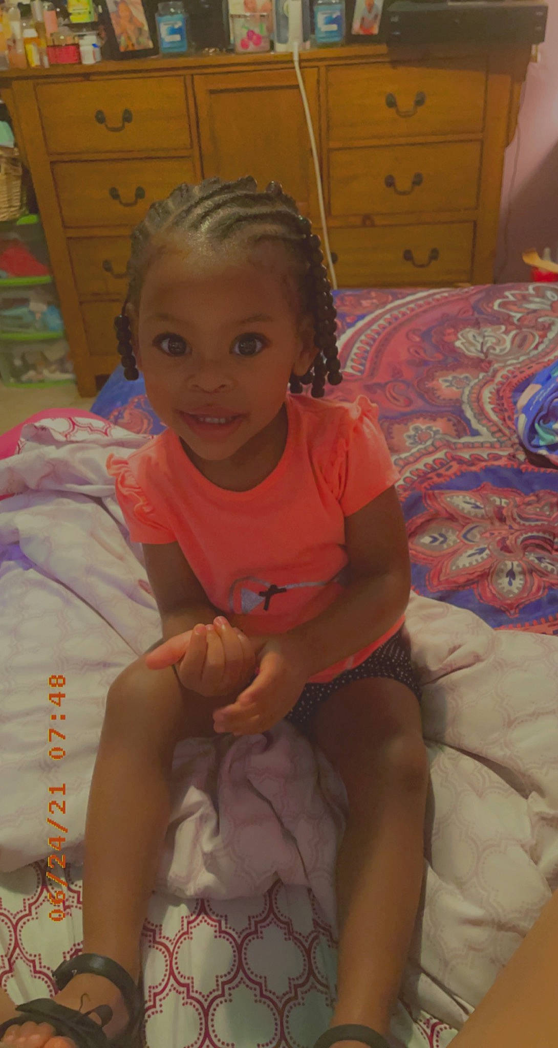 Reigna joined the competition — help win amazing prizes! cabinetry, cheek, chin, drawer, eye, face, hair, hairstyle, happy, head, iris, joy, leg, mouth, person, pink, shorts, skin, smile, thigh