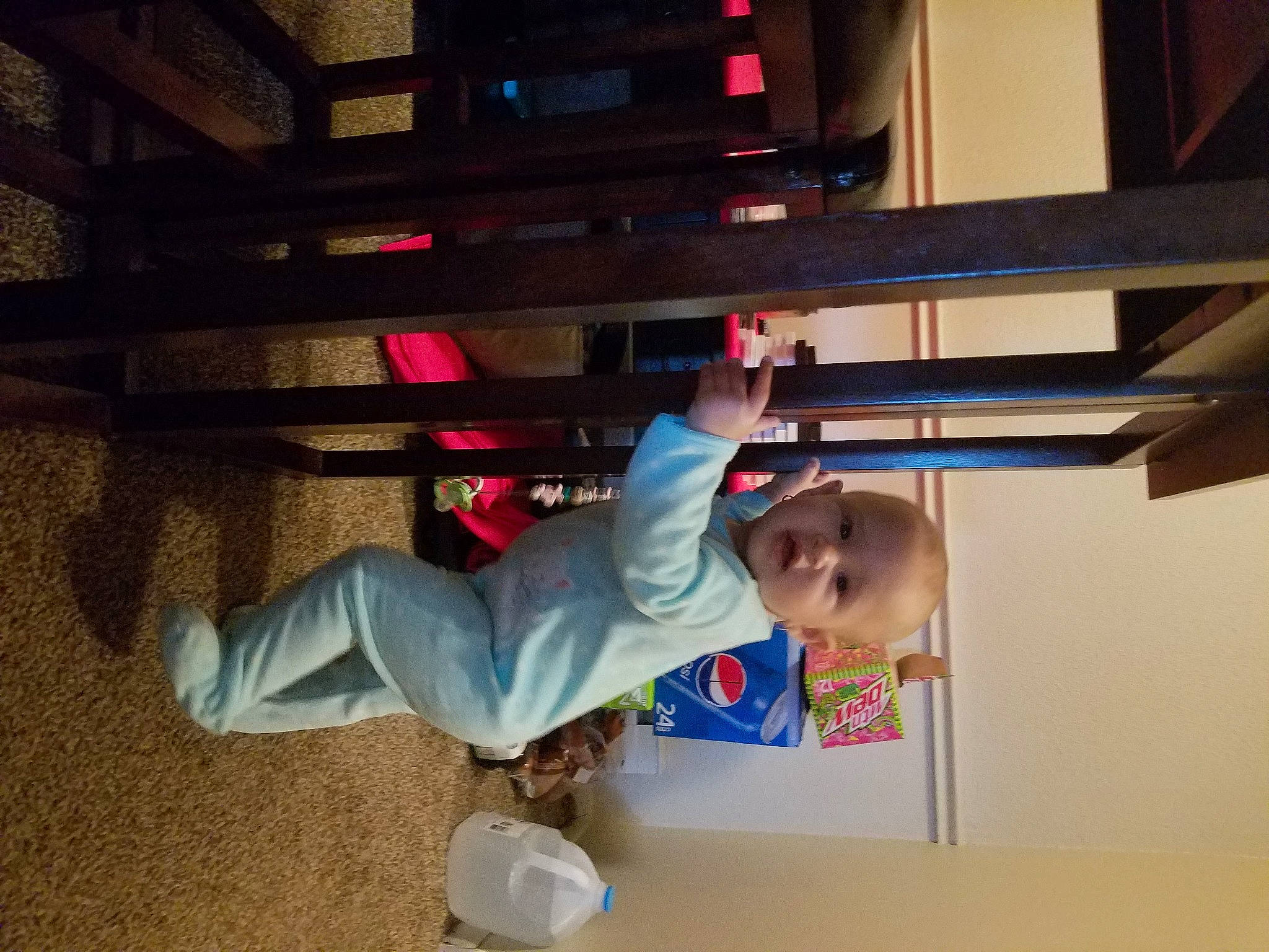 Jayda is registered to the contest to win money with this photo: baby_toddler_clothing, ceiling, child, design, flooring, fun, happy, hardwood, leisure, metal, person, play, room, t_shirt, toddler, walking_shoe, wood