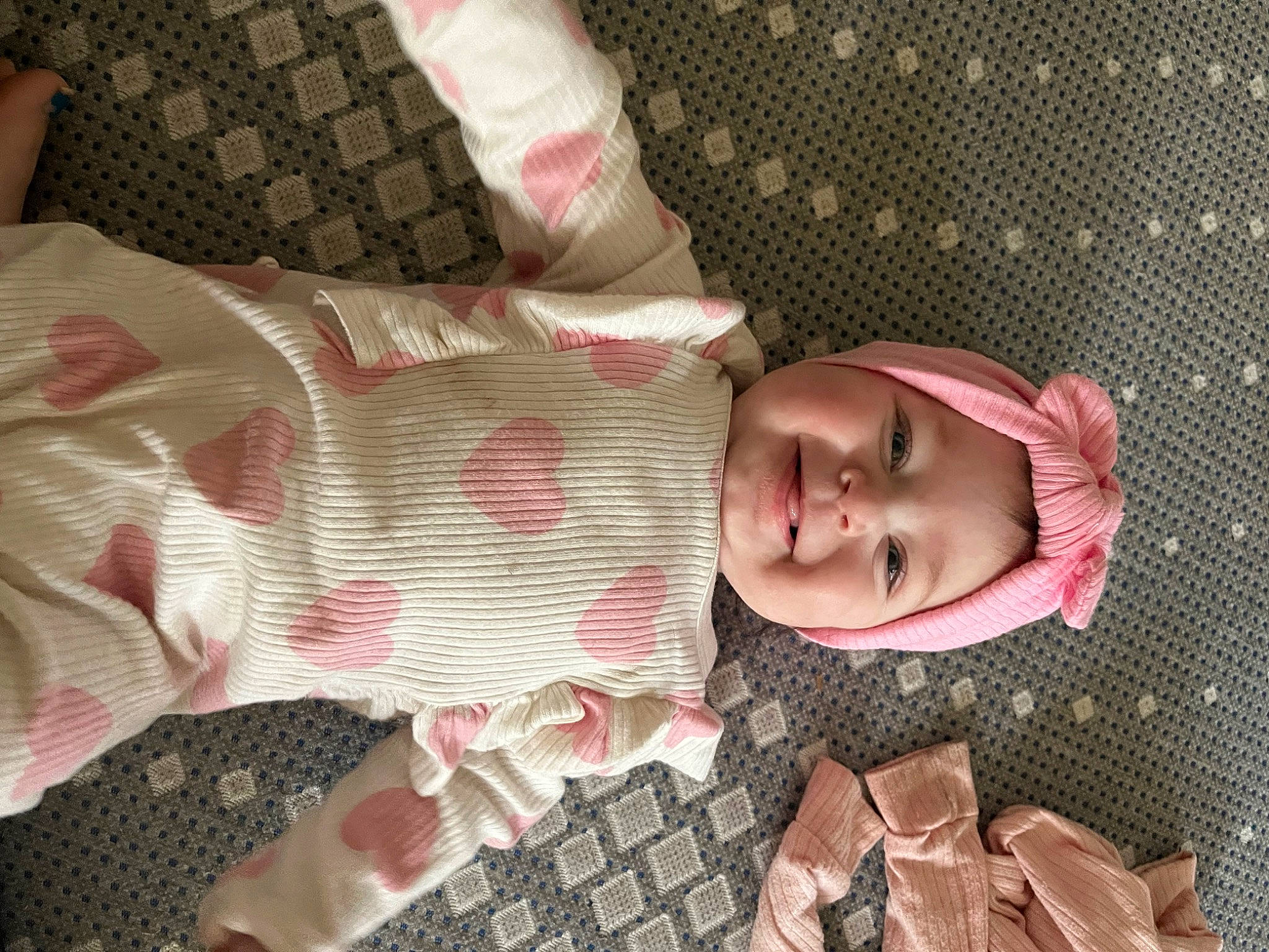 Ayla joined the competition — help win amazing prizes! baby, baby_products, baby_toddler_clothing, carmine, cheek, child, comfort, eye, flesh, head, headwear, joy, linens, nap, pattern, person, pink, room, skin, sleep