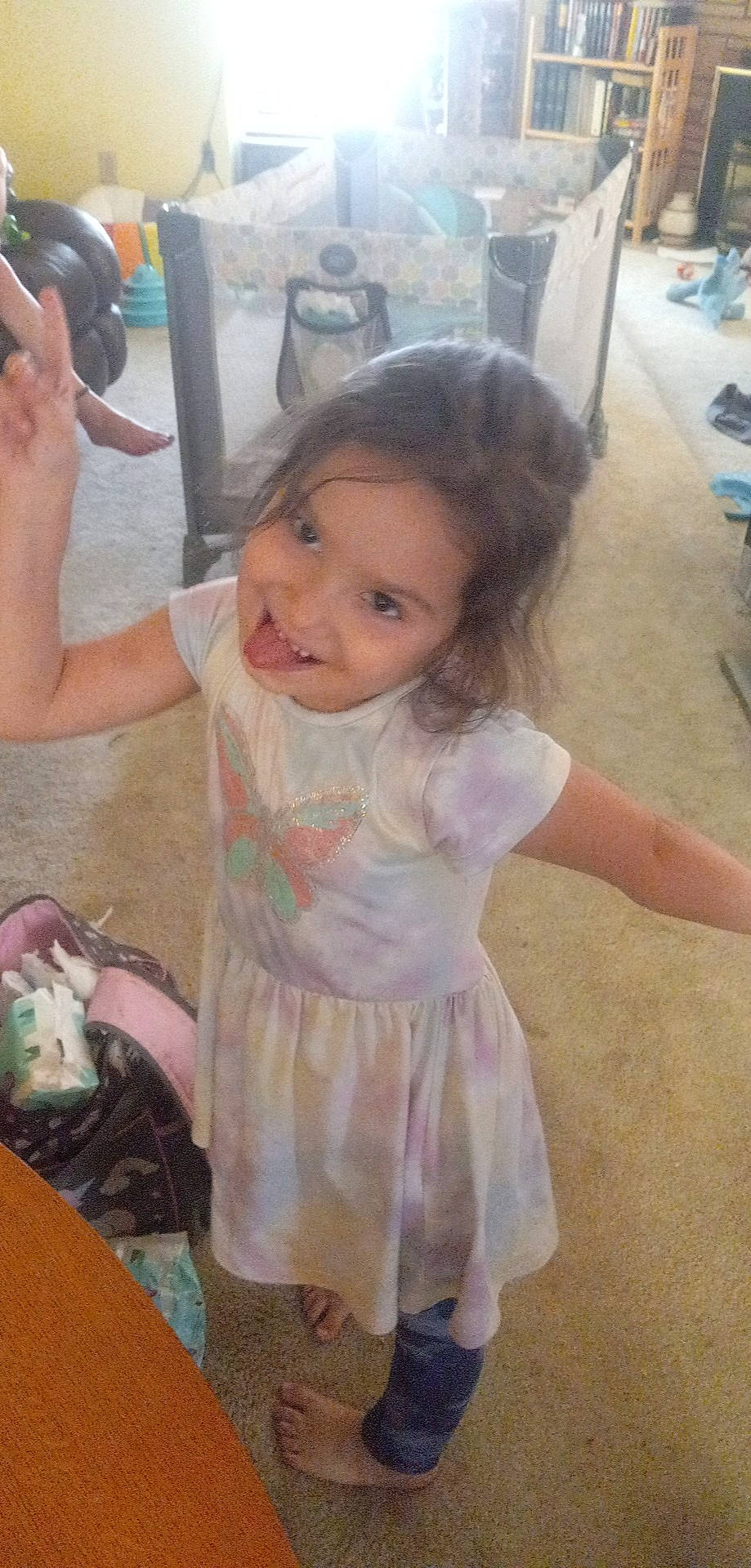Katherine joined the competition — help win amazing prizes! baby_toddler_clothing, beauty, cheek, child, finger, fun, gesture, hairstyle, hand, happy, iris, joy, organ, person, pink, skin, smile, standing, thumb, toddler