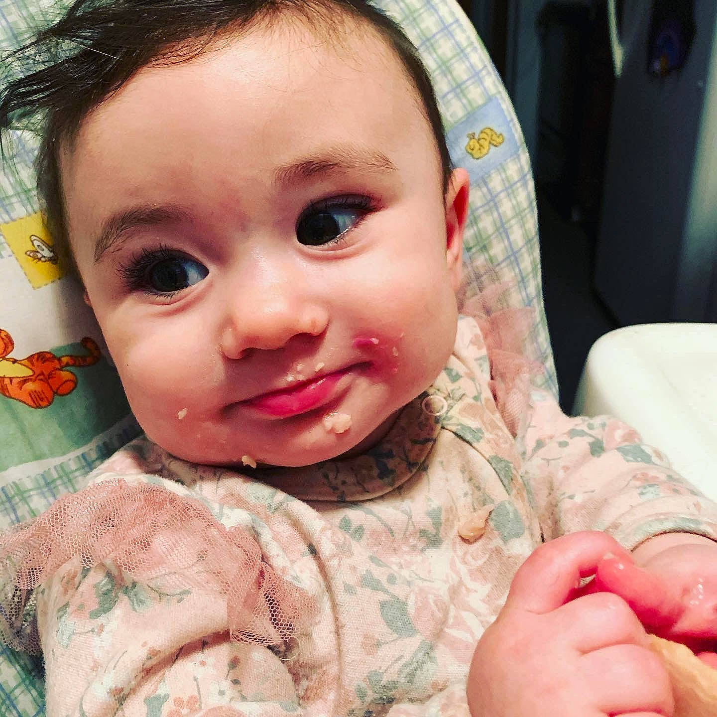 Emberlynn is registered to the contest to win money with this photo: baby, cheek, child, chin, ear, eye, eyebrow, eyelash, face, finger, forehead, head, iris, lip, mouth, nose, person, skin, smile, toddler