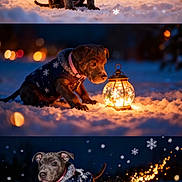 Aya participe au concours pour gagner de l'argent avec cette photo : animal, cold, cute, dog, exploring, holiday, jacket, lantern, lights, magic, night, outdoor, pet, playing, puppy, running, snow, snowflake, sparkle, winter