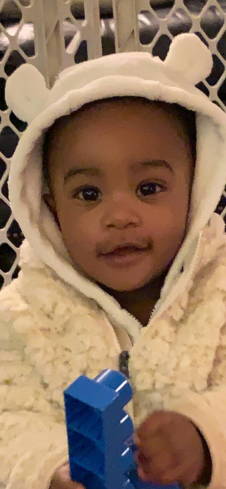 Carolyn is registered to the contest to win money with this photo: baby, cheek, child, person, smile, toddler