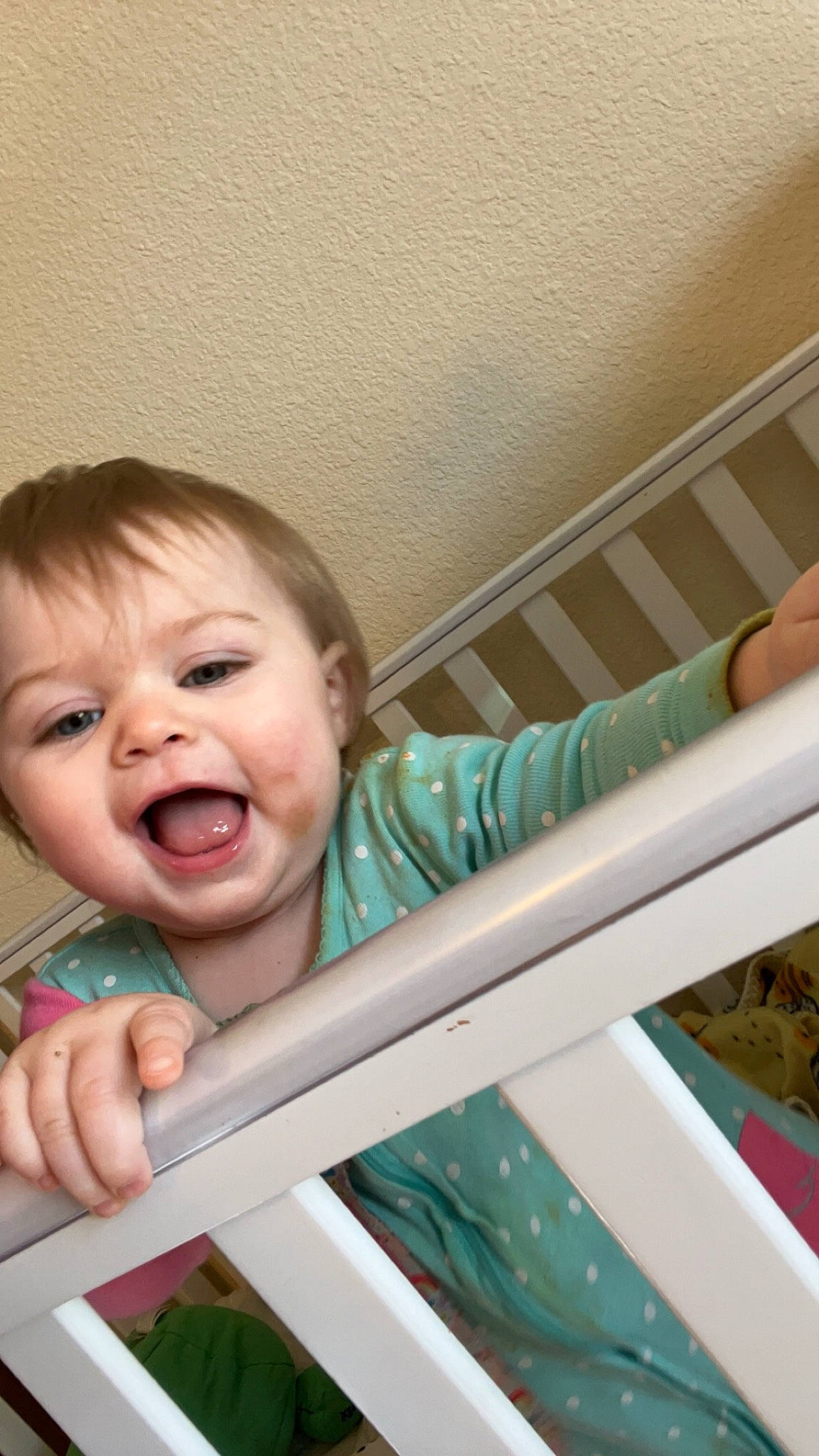 Octavia is registered to the contest to win money with this photo: baby, baby_products, baby_safety, baby_toddler_clothing, cheek, child, comfort, fun, gesture, handrail, happy, house, laugh, person, play, room, sitting, smile, stairs, toddler