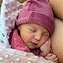 newborn, baby, sleeping, hat, blanket, pink, cozy, infant, soft, peaceful, cute, wrapped, child, portrait, resting, tiny, hand, skin, closeup, warm