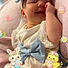 baby, sleeping, bow, headband, cute, easter, bunny, chick, egg, blanket, pink, flower, clothing, infant, hand, smile, decorations, soft, portrait, child