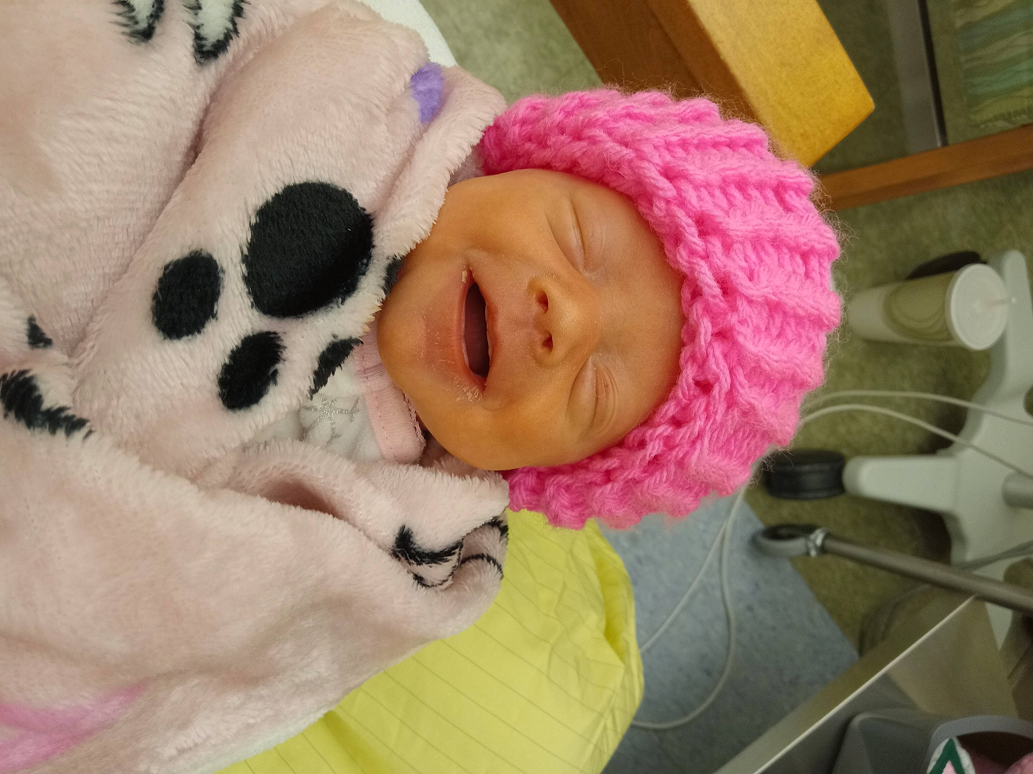 Kalyssa is registered to the contest to win money with this photo: baby, baby_products, baby_sleeping, baby_toddler_clothing, beanie, cap, cheek, comfort, eye, eyelash, fur, headgear, headwear, knit_cap, linens, nose, person, pink, skin, smile