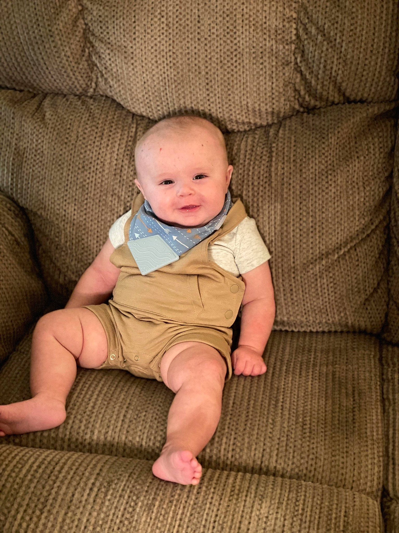 Camden joined the competition — help win amazing prizes! baby, cheek, child, leg, person, sitting, skin, smile, toddler, wood