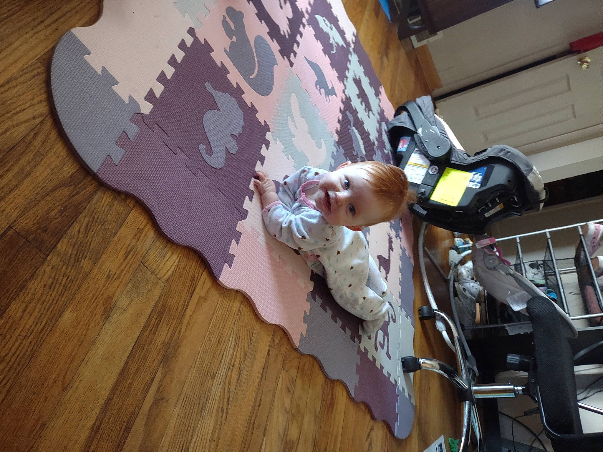 Lorelai is registered to the contest to win money with this photo: building, flooring, fun, hardwood, joy, magenta, metal, pattern, person, room, t_shirt, visual_arts, wood, wood_flooring, wood_stain