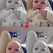 Elio a rejoint le concours — aidez-le/la à gagner de superbes lots ! baby, blanket, closeup, collage, cozy, eyes, face, four_panel, hand, heart_sticker, indoor, infant, knees, legs, monochrome_filter, onesie, portrait, sitting, television, tv_screen