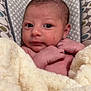 Cyrus is registered to the contest to win money with this photo: newborn, baby, blanket, infant, face, hands, pattern, seat, soft, cute, skin, portrait, indoors, resting, cozy, wrapping, child, young, human, comfort