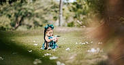 Mary Queen Jida is registered to the contest to win money with this photo: toddler, child, braids, greenery, grass, outdoor, flowers, nature, play, petals, bokeh, portrait, cute, young, baby, summer, daylight, garden, sitting, dress