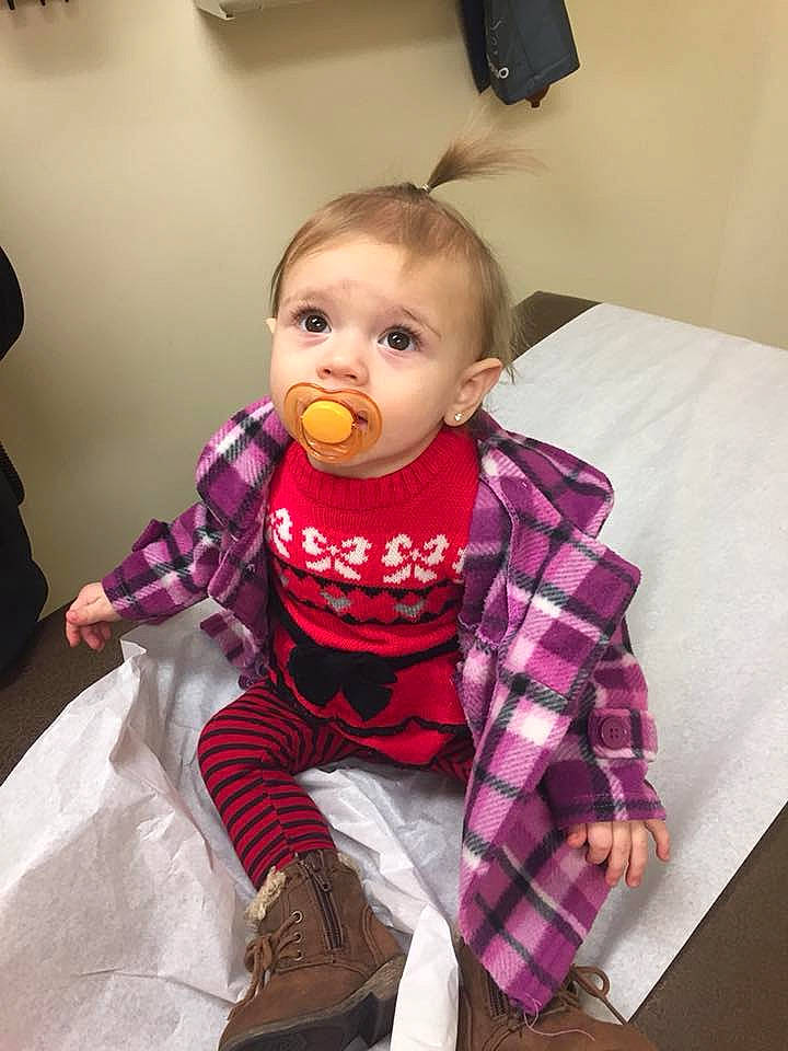 Gracyn is registered to the contest to win money with this photo: child, design, girl, infant, outerwear, pattern, person, pink, plaid, product, skin, smile, textile, toddler