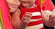 Blakely joined the competition — help win amazing prizes! baby, child, infant, headband, bow, red, white, blue, stars, stripes, sitting, chair, cute, smiling, clothing, indoors, portrait, colorful, pattern, baby_seat