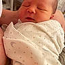 newborn, baby, sleeping, blanket, swaddle, arm, hand, face, infant, peaceful, soft_light, closeup, indoor, person, cute, wrapped, tender, newborn_baby, resting, gentle