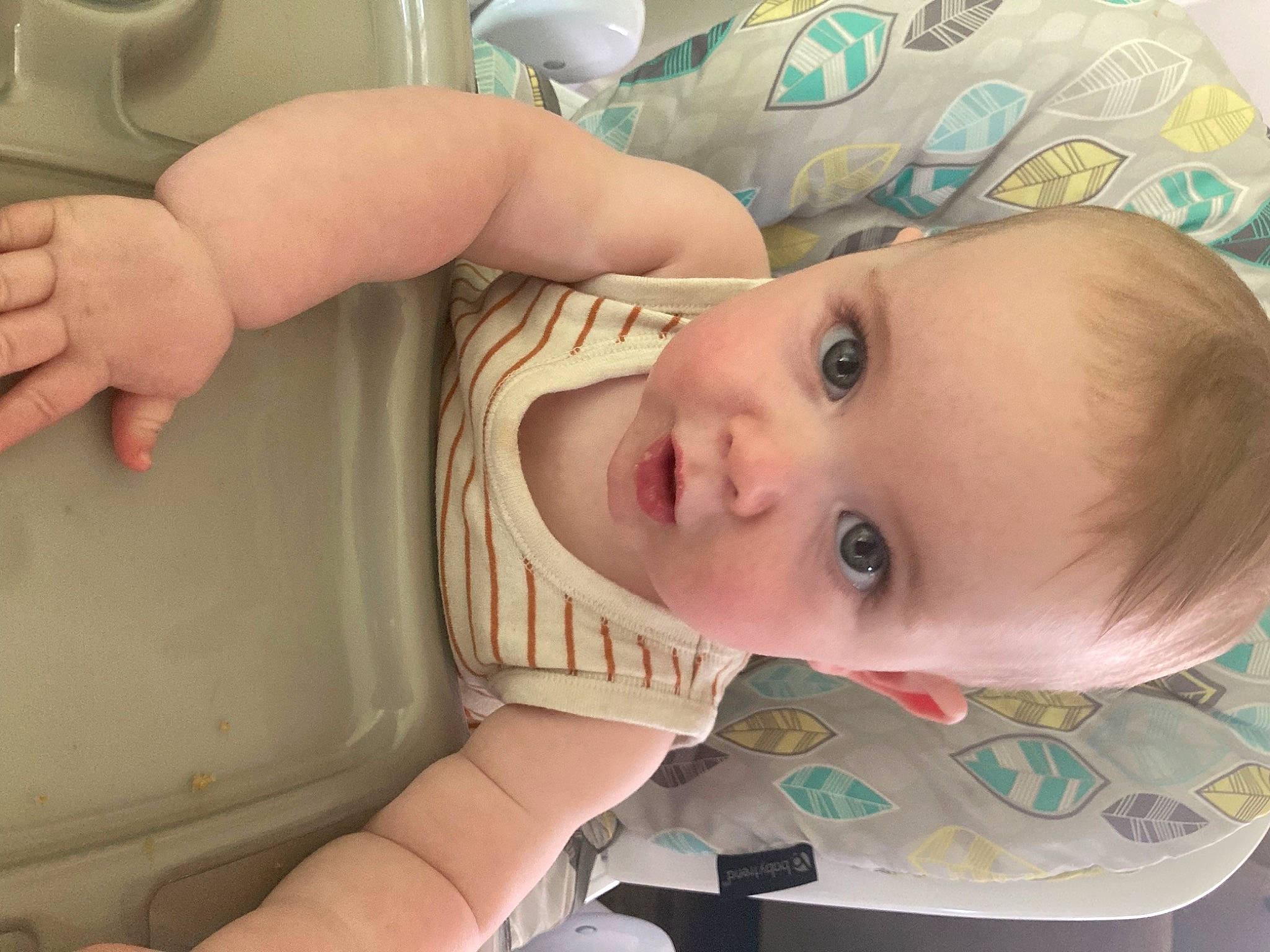 Judson is registered to the contest to win money with this photo: baby, baby_products, baby_toddler_clothing, cheek, child, chin, eyebrow, eyelash, finger, hand, happy, iris, lip, mouth, nose, organ, person, skin, smile, surprise