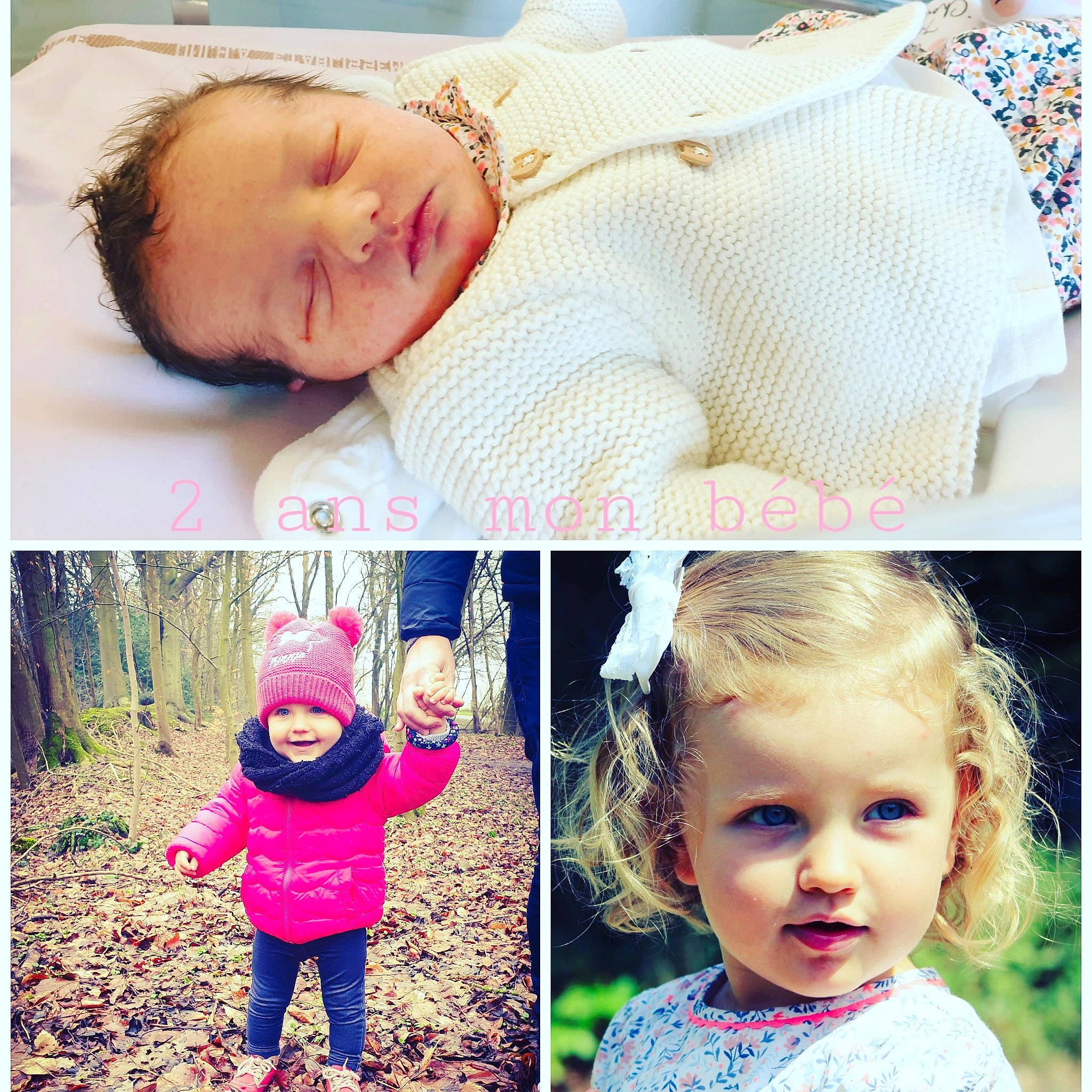 Apolline participe au concours pour gagner de l'argent avec cette photo : baby, baby_toddler_clothing, clothing, cool, face, facial_expression, green, happy, head, headwear, human, joy, organ, outerwear, people_in_nature, person, photograph, pink, product, skin