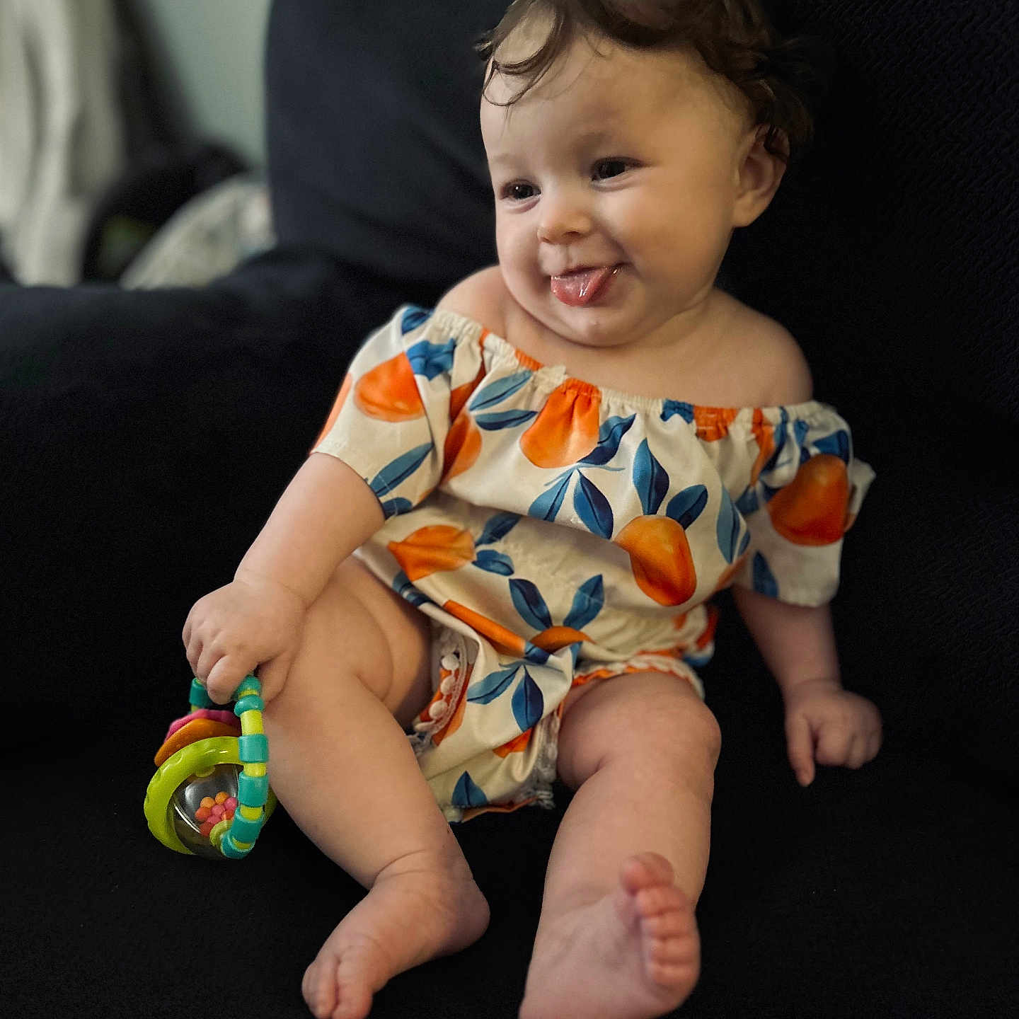 Vivian Blu joined the competition — help win amazing prizes! baby, bodypart, clothing, couch, cushion, face, finger, furniture, hand, happy, head, homedecor, laughing, person, photography, portrait, shorts, sitting, smile, t_shirt