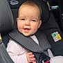 baby, blue_eyes, car_interior, car_seat, child, child_safety, cute, graco, hand, happiness, indoor, infant, portrait, rosy_cheeks, safety, seat, seatbelt, smile, white_clothing, young_child