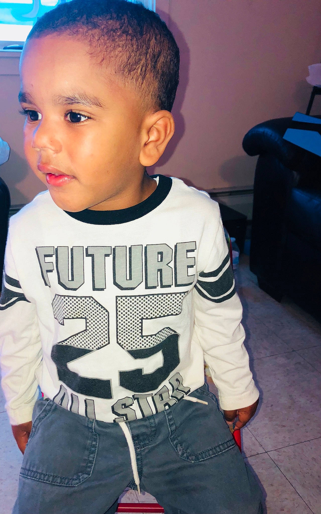 Jaziah joined the competition — help win amazing prizes! cheek, child, cool, person, sleeve, t_shirt, toddler, top