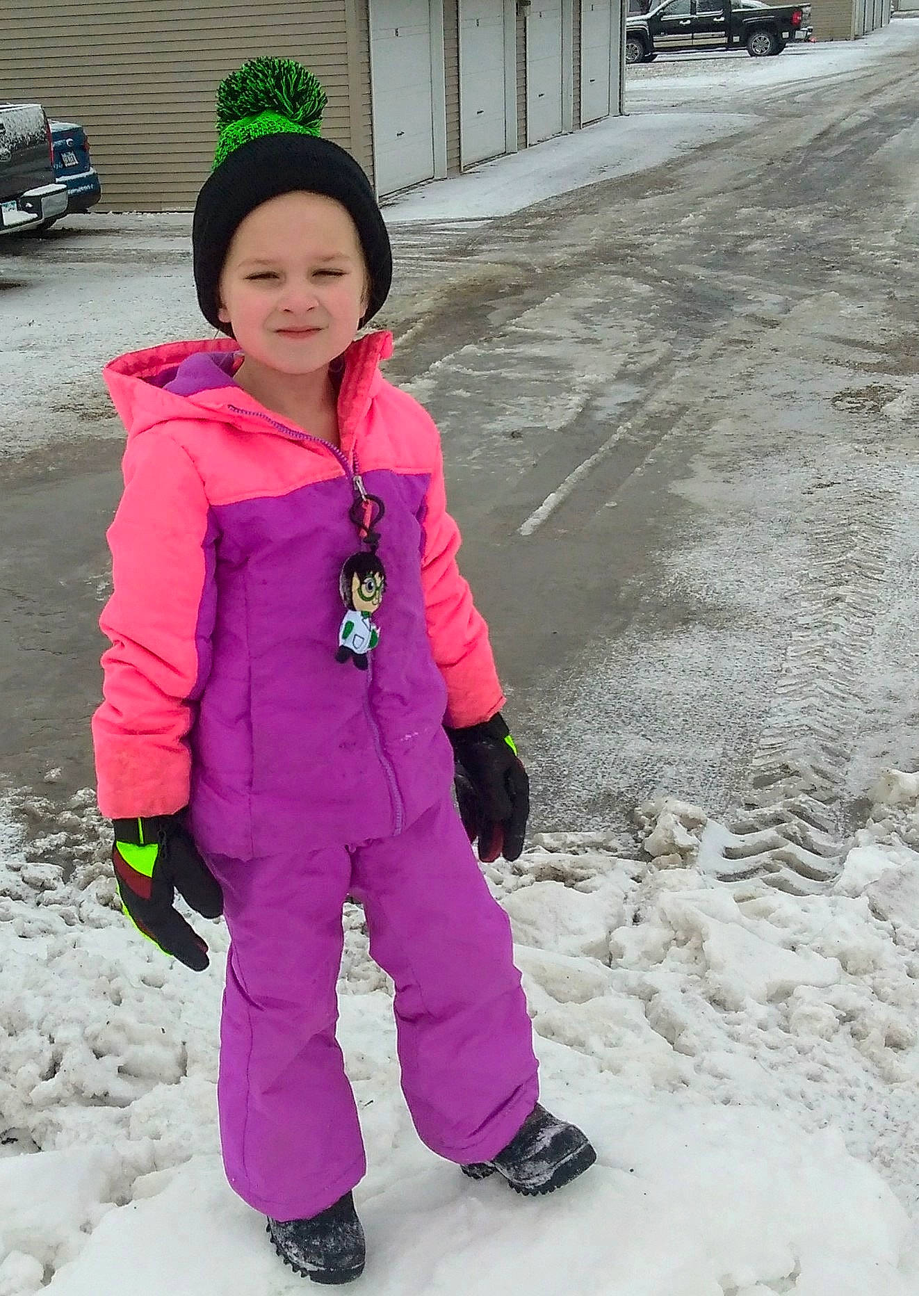 Kathleen joined the competition — help win amazing prizes! child, freezing, fun, girl, headgear, ice, jacket, outerwear, person, pink, play, snow, standing, toddler, winter