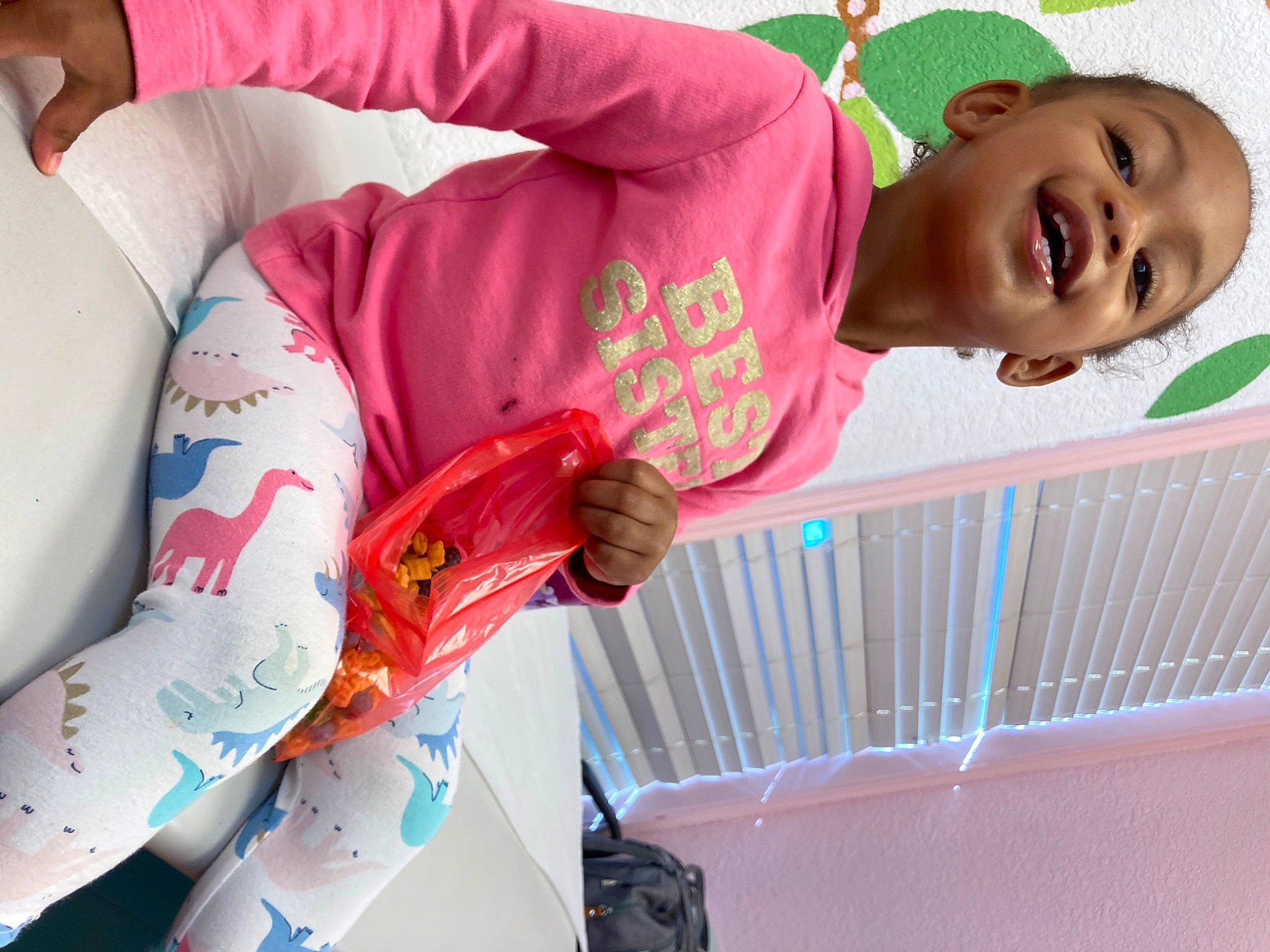 Laylah joined the competition — help win amazing prizes! arm, carmine, child, elbow, fun, happy, leisure, magenta, organ, pattern, person, pink, skin, sleeve, smile, toddler, vacation