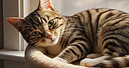Luna joined the competition — help win amazing prizes! cat, tabby, window, sunlight, pet, feline, resting, cozy, indoor, fur, whiskers, bed, animal, cute, relaxed, domestic, striped, ears, paws, closeup