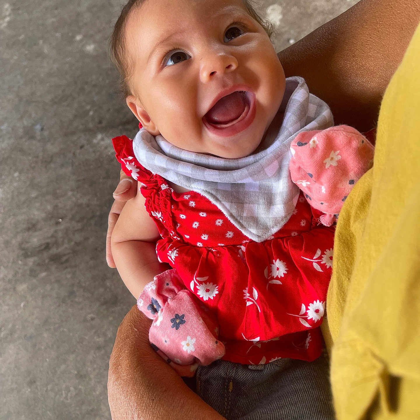 Nalea joined the competition — help win amazing prizes! accessories, baby, babylaughing, bodypart, clothing, dress, face, happy, head, jewelry, laughing, mouth, necklace, pants, person, photography, portrait, sitting, smile, teeth