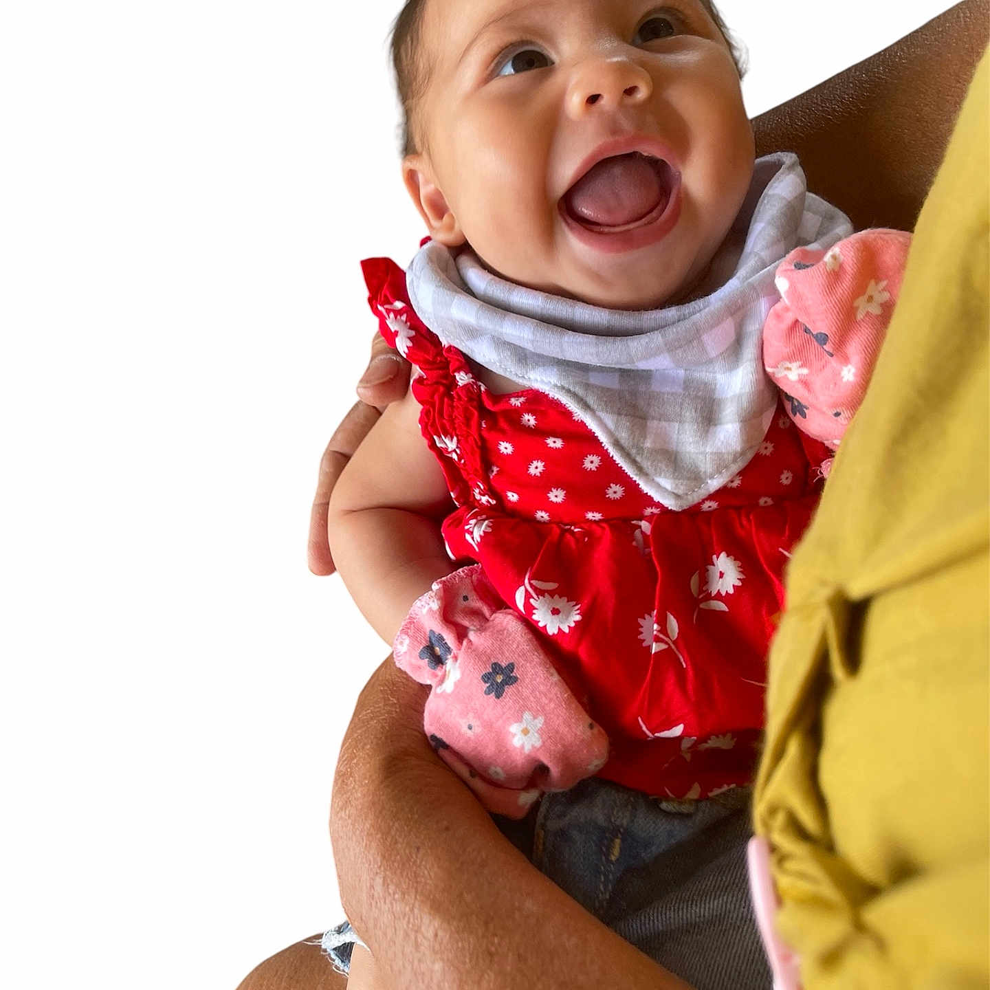Nalea is registered to the contest to win money with this photo: baby, babylaughing, clothing, dress, face, happy, head, laughing, newborn, pants, person, photography, portrait, scarf, sitting, smile, yawning