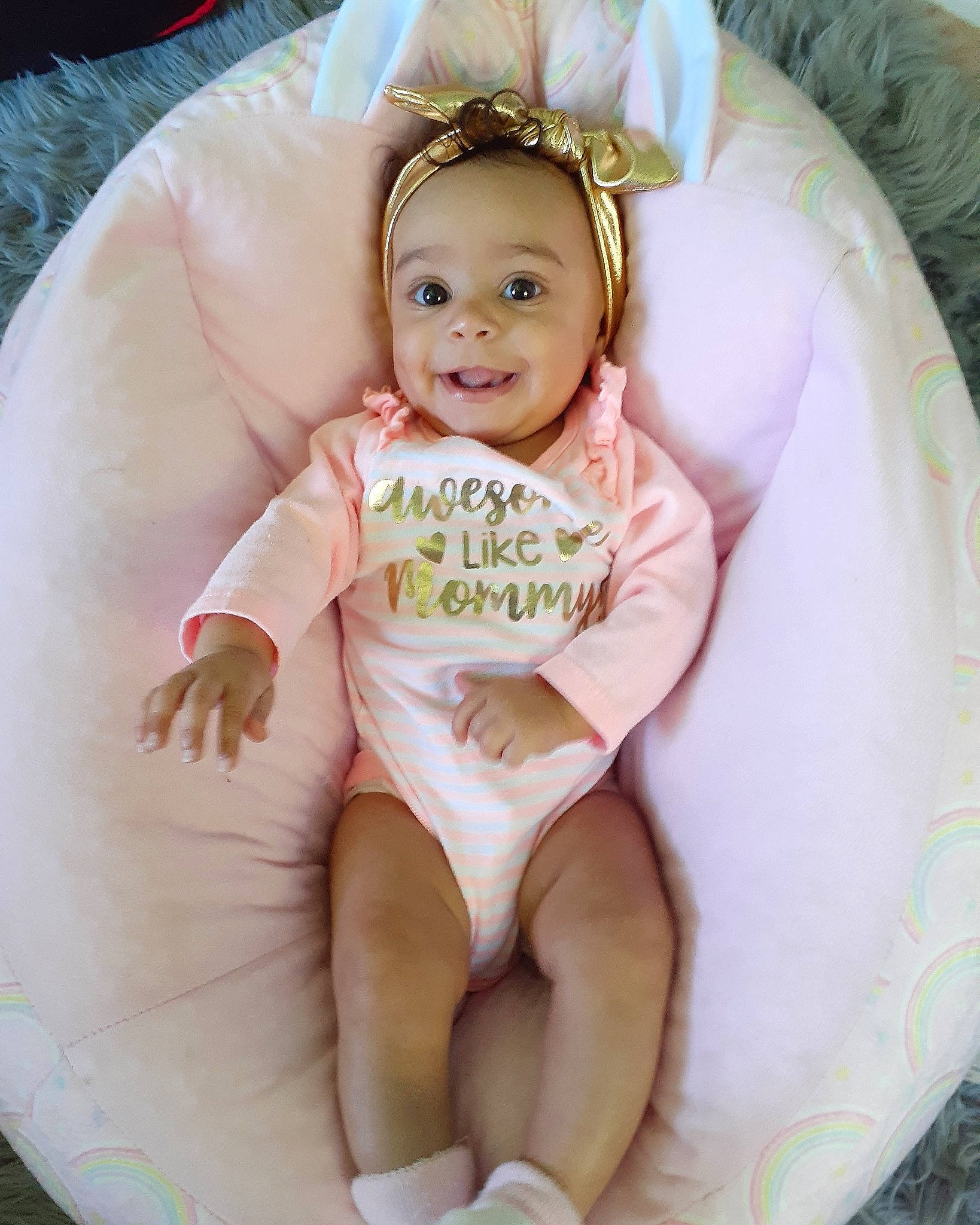 Graycee is registered to the contest to win money with this photo: baby, baby_products, baby_toddler_clothing, child, person, pink, product, smile, toddler