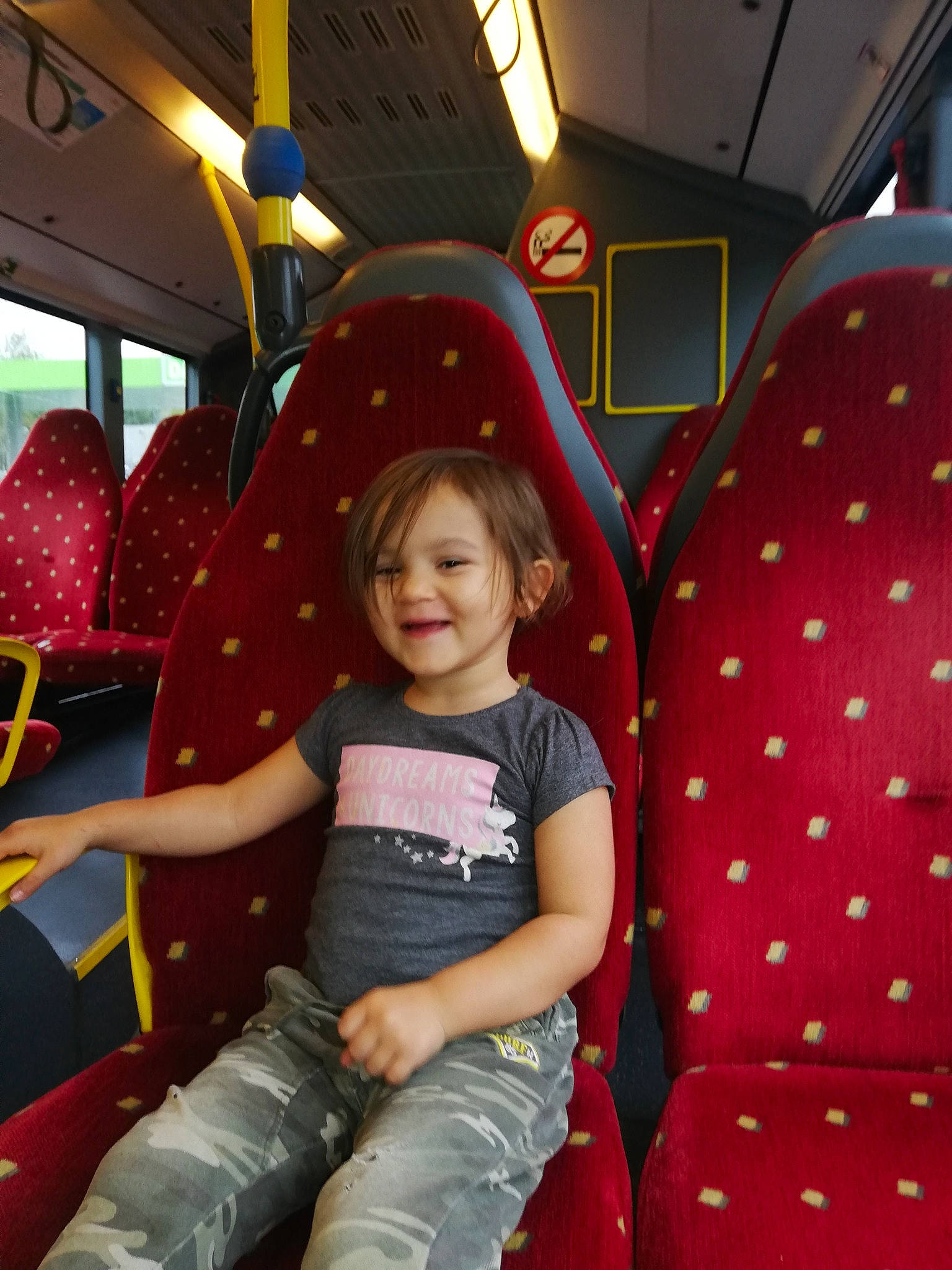 Leila participe au concours pour gagner de l'argent avec cette photo : car_seat, child, fun, joy, leisure, passenger, person, plant, play, red, sitting, toddler, tree, vacation, vehicle