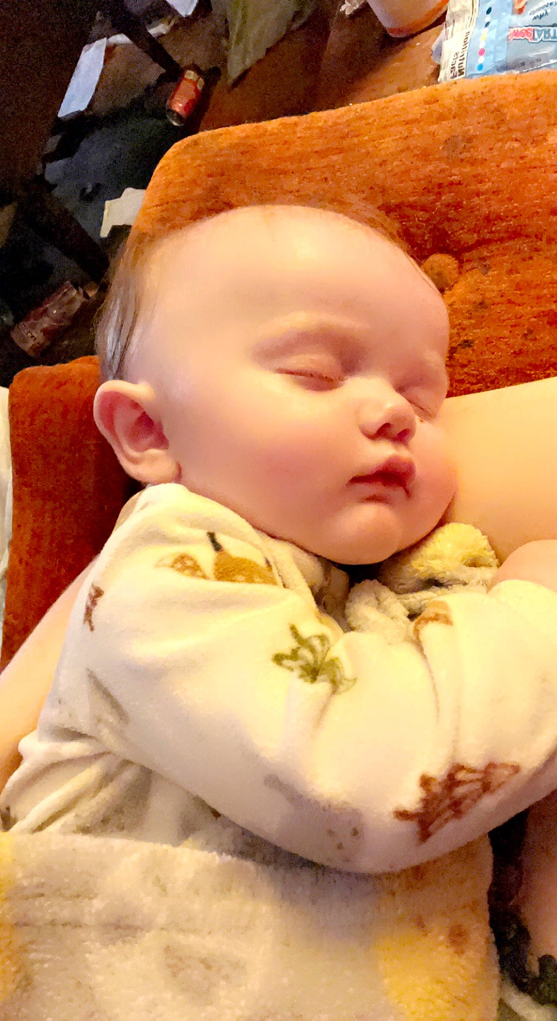 Graysen joined the competition — help win amazing prizes! baby, baby_toddler_clothing, cheek, child, chin, comfort, fun, fur, happy, linens, lip, mouth, nose, peach, person, portrait_photography, sitting, skin, sleeve, toddler