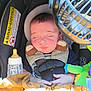 baby, blanket, bottle, car_seat, child, clothing, comfort, cute, fan, headrest, indoors, infant, nap, peaceful, plush_toy, resting, safety, seatbelt, sleeping, young_child