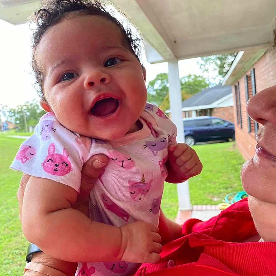 Marianna joined the competition — help win amazing prizes! architecture, baby, backyard, building, clothing, cutlery, face, grass, happy, head, nature, outdoors, person, photography, plant, portrait, shelter, spoon, summer, t_shirt