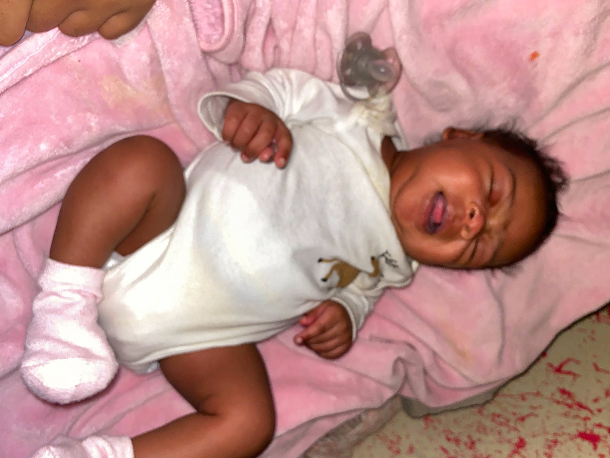 Winter joined the competition — help win amazing prizes! baby, baby_products, baby_toddler_clothing, bedding, bedtime, cheek, child, comfort, finger, flesh, foot, human_leg, linens, nap, person, pink, room, skin, thigh, thumb